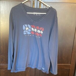 Women’s Life is Good Blue Long Sleeve Shirt XL